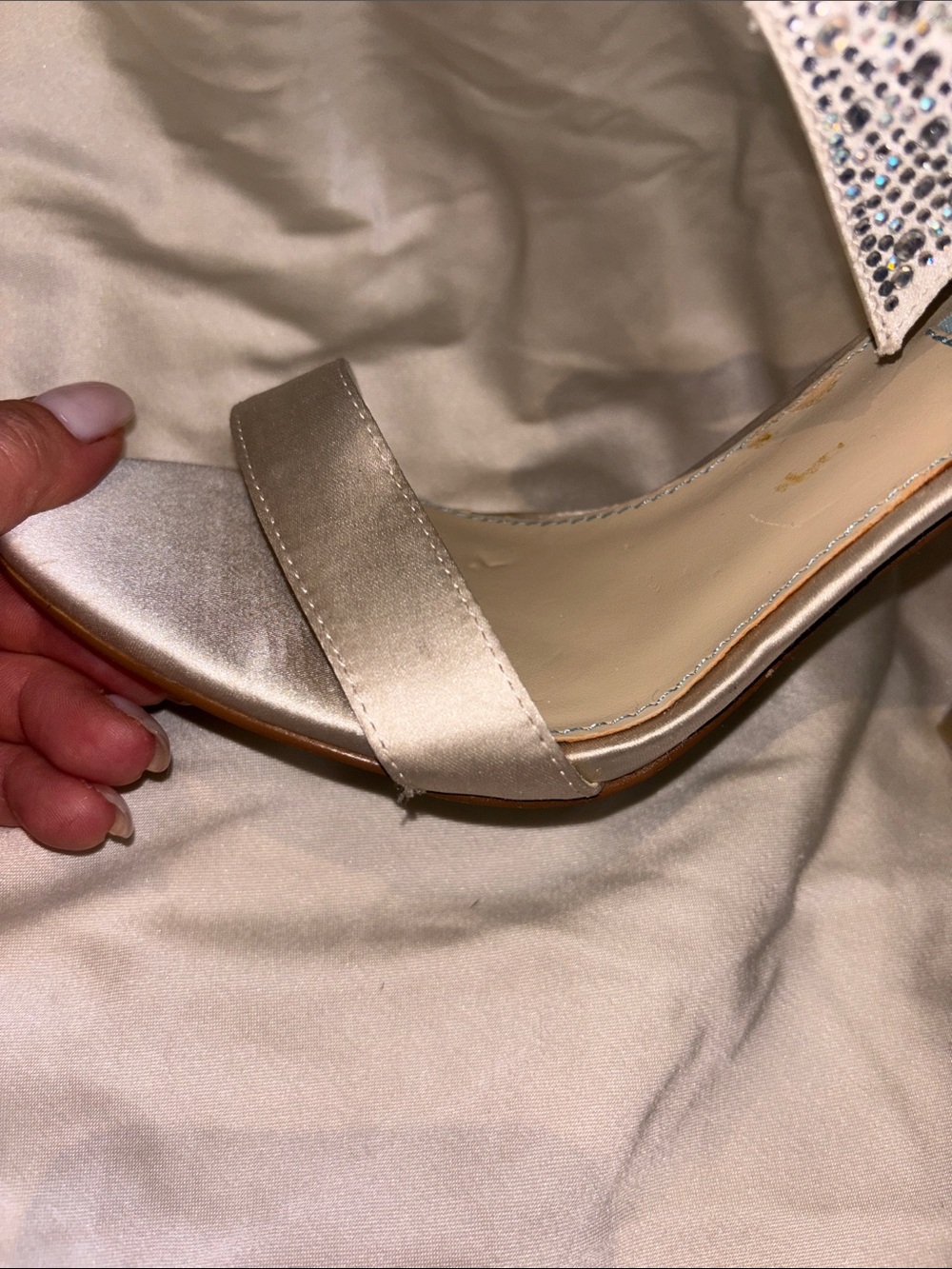 Betsey Johnson Silver Rhinestone Strappy High Heel Sandals - Picture 13 of 13